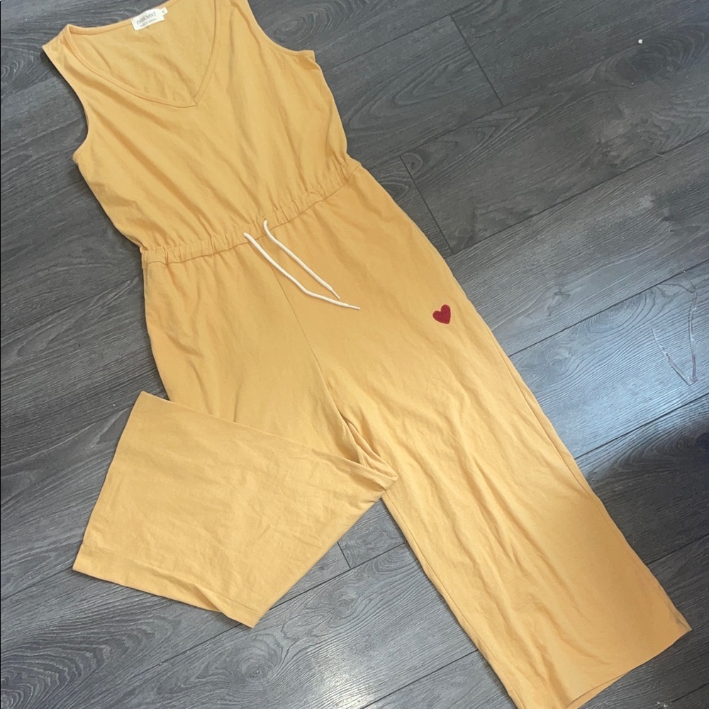 Preloved made in Canada Mustard Jumpsuit with Heart Detail - Picture 2 of 10